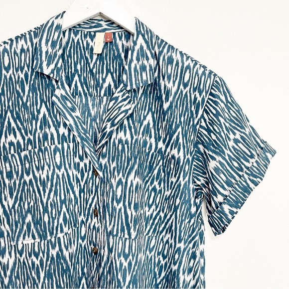 BOGO! Anthropologie Pilcro Printed Voile Surf Shirt Cotton Blue Size Small - Picture 4 of 10